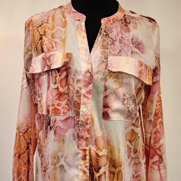 CALVIN KLEIN Sz Medium Button Down Top - Picture 2 of 8